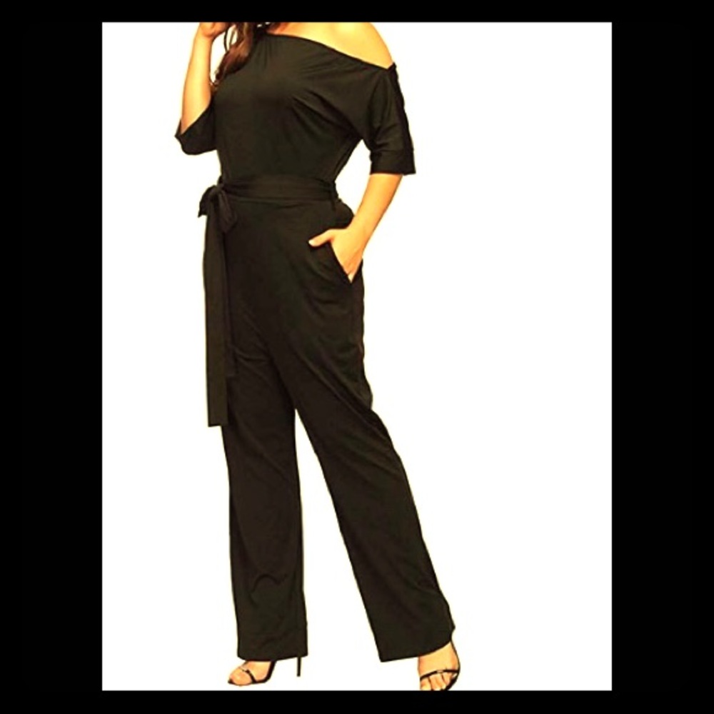 Black off shoulder jumpsuit